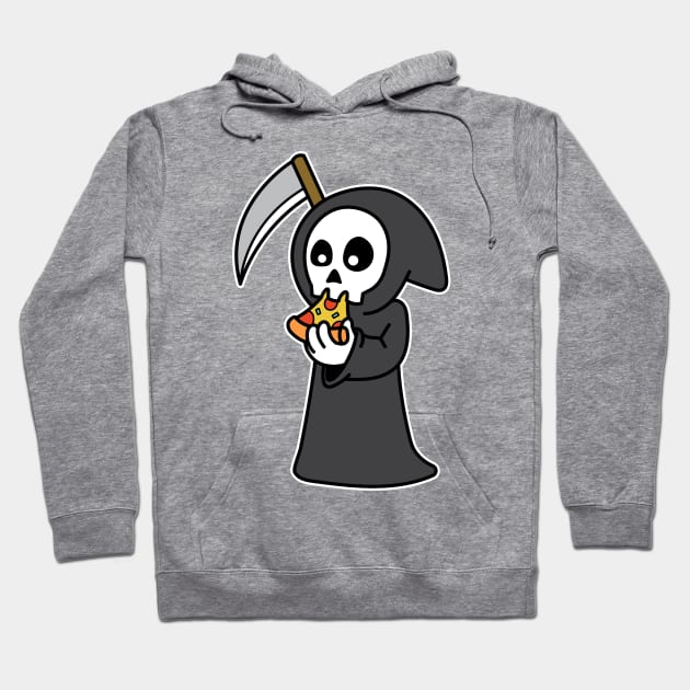 Grim Reaper Eating Pizza Hoodie by rudypagnel